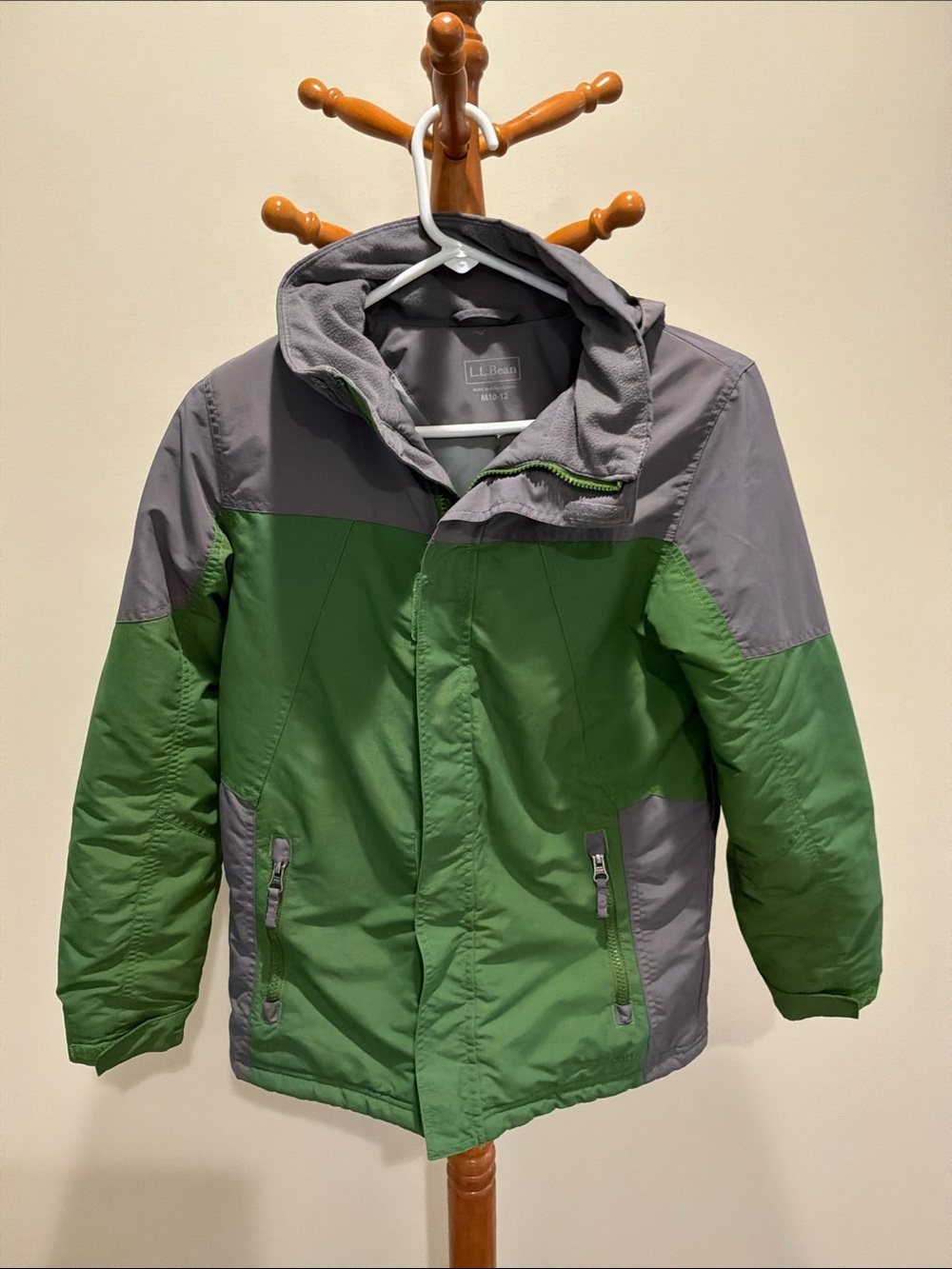 L.L. bean kids Two-Tone Green and Gray Hooded Winter Jacket